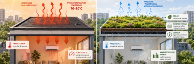 Jak dachy zielone poprawiają efektywność energetyczną budynków i ograniczają zużycie energii na klimatyzację latem