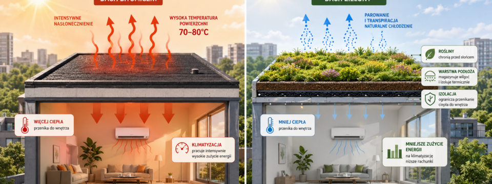 Jak dachy zielone poprawiają efektywność energetyczną budynków i ograniczają zużycie energii na klimatyzację latem