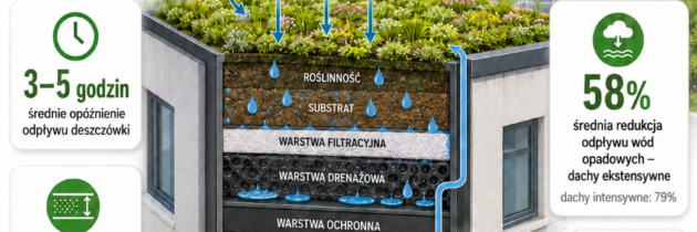 Dach zielony działa jak element miasta gąbki